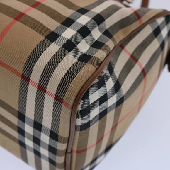 Burberrys Nova Check Hand Bag Nylon Canvas Beige Auth 62015 - Picture 9 of 16